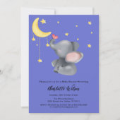 Invitation Eléphant mignon avec petit Baby shower papillon (Devant)