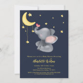 Invitation Eléphant mignon avec petit Baby shower papillon (Devant)
