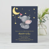Invitation Eléphant mignon avec petit Baby shower papillon (Debout devant)