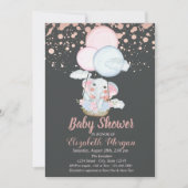 Invitation Eléphant mignon, Ballon à air, Baby shower en or R (Devant)