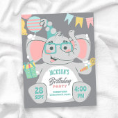Invitation Éléphant mignon d'anniversaire