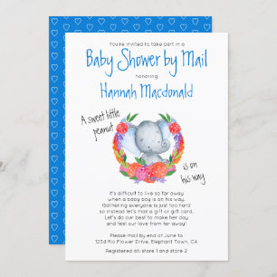 Invitation Eléphant mignon dans le Baby shower Garland Boy pa