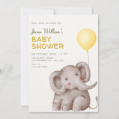 Invitation Eléphant mignon et baby shower de ballon (Devant)