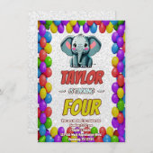 Invitation Eléphant mignon Personnalisé Anniversaire Invitati (Devant / Derrière)