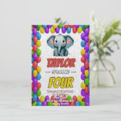 Invitation Eléphant mignon Personnalisé Anniversaire Invitati (Debout devant)