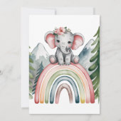 Invitation Eléphant mignon sur un Baby shower arc-en-ciel (Dos)