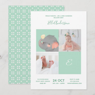Invitation Éléphant • Monogramme Alphabetique Cadeau de Naiss