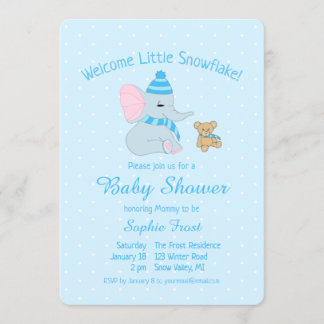 Invitation Eléphant mou et Baby shower d'ours en peluche