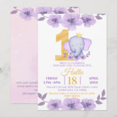 Invitation Eléphant mou Floral 1er anniversaire (Devant / Derrière)