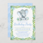 Invitation Elephant N'Importe Quel Nombre Garçon Anniversaire (Devant / Derrière)