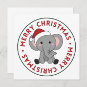 Invitation Eléphant Noël Neige Hiver Animaux Eléphants I (Devant / Derrière)