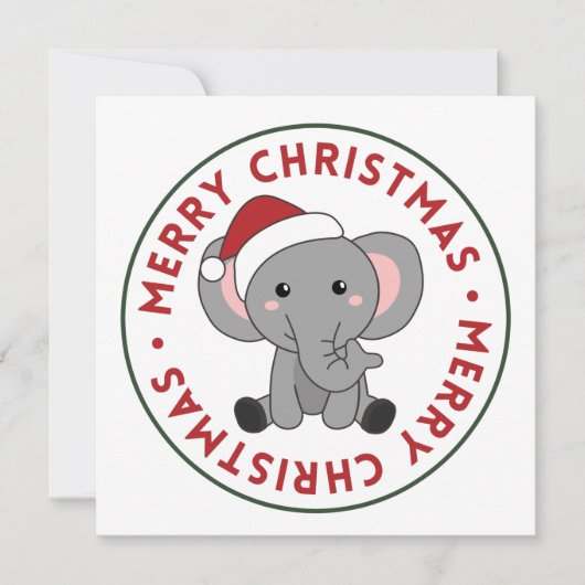Invitation Eléphant Noël Neige Hiver Animaux Eléphants I (Devant)