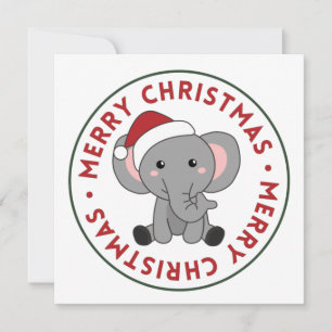 Invitation Eléphant Noël Neige Hiver Animaux Eléphants I