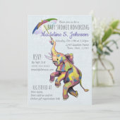 Invitation Eléphant Parapluie (Debout devant)