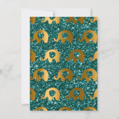 Invitation Elephant Parties scintillant Turquoise Gold Bride  (Dos)