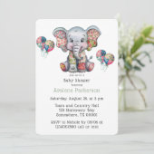 Invitation Elephant Patchwork Chic fille ou Baby shower garço (Debout devant)