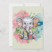 Invitation Elephant Patchwork Chic fille ou Baby shower garço (Dos)