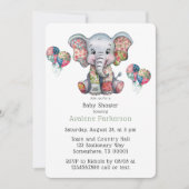 Invitation Elephant Patchwork Chic fille ou Baby shower garço (Devant)