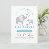 Invitation Eléphant Petit Arachide | BABY SHOWER | Bleu (Debout devant)