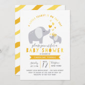 Invitation Eléphant Petit Arachide | BABY SHOWER | jaune (Devant / Derrière)