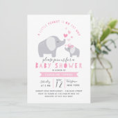 Invitation Eléphant Petit Arachide | BABY SHOWER | Rose (Debout devant)