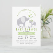 Invitation Eléphant Petit Arachide | BABY SHOWER | Vert (Debout devant)