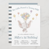 Invitation Elephant, Petite Arachide, Fête d'anniversaire à t (Devant / Derrière)