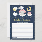 Invitation Eléphant rose et Baby shower de la marine Paroles (Devant)