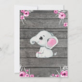 Invitation Eléphant rose gris Éditable rose (Dos)