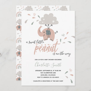 Invitation Eléphant rose mignon Baby shower fille