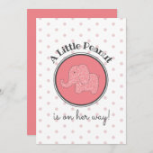 Invitation Eléphant rose petits points d'arachide bébé fille  (Devant / Derrière)