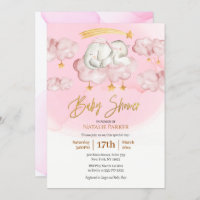 Eléphant rose Twinkle Little Star Girl Baby shower