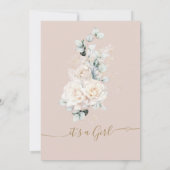 Invitation Eléphant Roses Blanches Boho Pampas Baby Girl Douc (Dos)