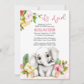 Invitation Elephant Safari Tropical Jungle Baby shower (Devant)
