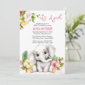 Invitation Elephant Safari Tropical Jungle Baby shower (Debout devant)