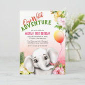 Invitation Elephant Safari Tropical Jungle fête d'anniversair (Debout devant)