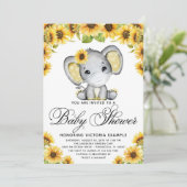 Invitation Eléphant Tournesol Avec Baby shower Masque (Debout devant)