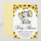 Invitation Eléphant Tournesol Avec Baby shower Masque (Devant / Derrière)