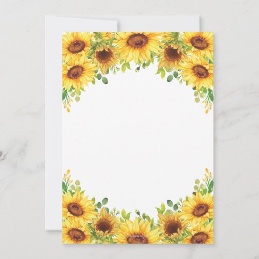 Invitation Eléphant Tournesol Floral Co-Ed Baby shower fille (Dos)