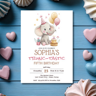 Invitation Elephant trunc-tastic kids birthday