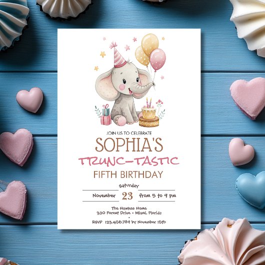 Invitation Elephant trunc-tastic kids birthday