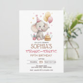 Invitation Elephant trunc-tastic kids birthday (Debout devant)