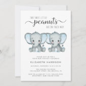 Invitation Elephant Twin Boys Baby Sprinkl (Devant)