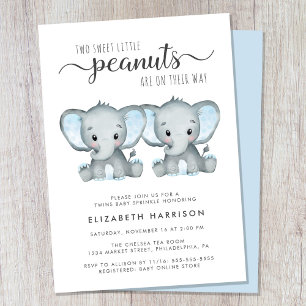 Invitation Elephant Twin Boys Baby Sprinkl