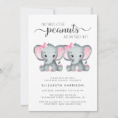 Invitation Eléphant Twin Girls Baby Sprinkl (Devant)