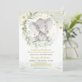 Invitation Elephant Twinkle Little Star Baby shower de verdur (Debout devant)