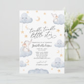 Invitation Eléphant Twinkle Petit Baby shower jaune étoile (Debout devant)