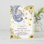 Invitation Elephant Twins verdure Baby shower Boho (Debout devant)