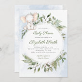 Invitation Elephant Vert Feuillage Boy Baby shower bleu (Devant / Derrière)