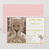 Invitation Éléphant vintage de cirque - 4ème anniversaire (Devant / Derrière)